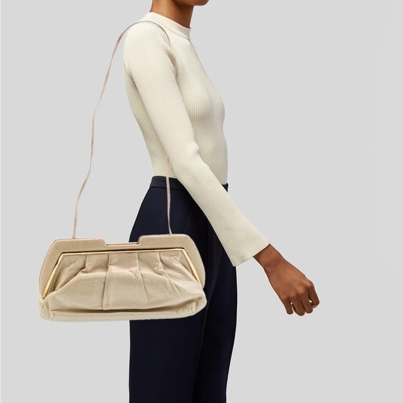 Vintage Judith Leiber cream & gold oversized designer clutch bag - Picture 6 of 9